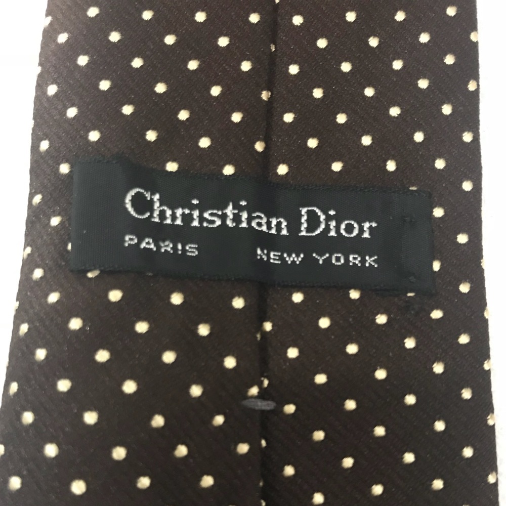 Christian Dior Brown Polka Dot Necktie